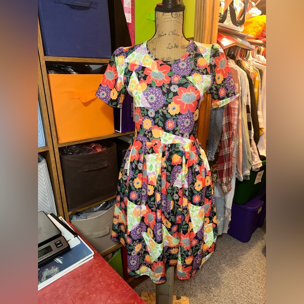 LuLaRoe Vibrant Floral Midi Dress - Picture 6 of 8